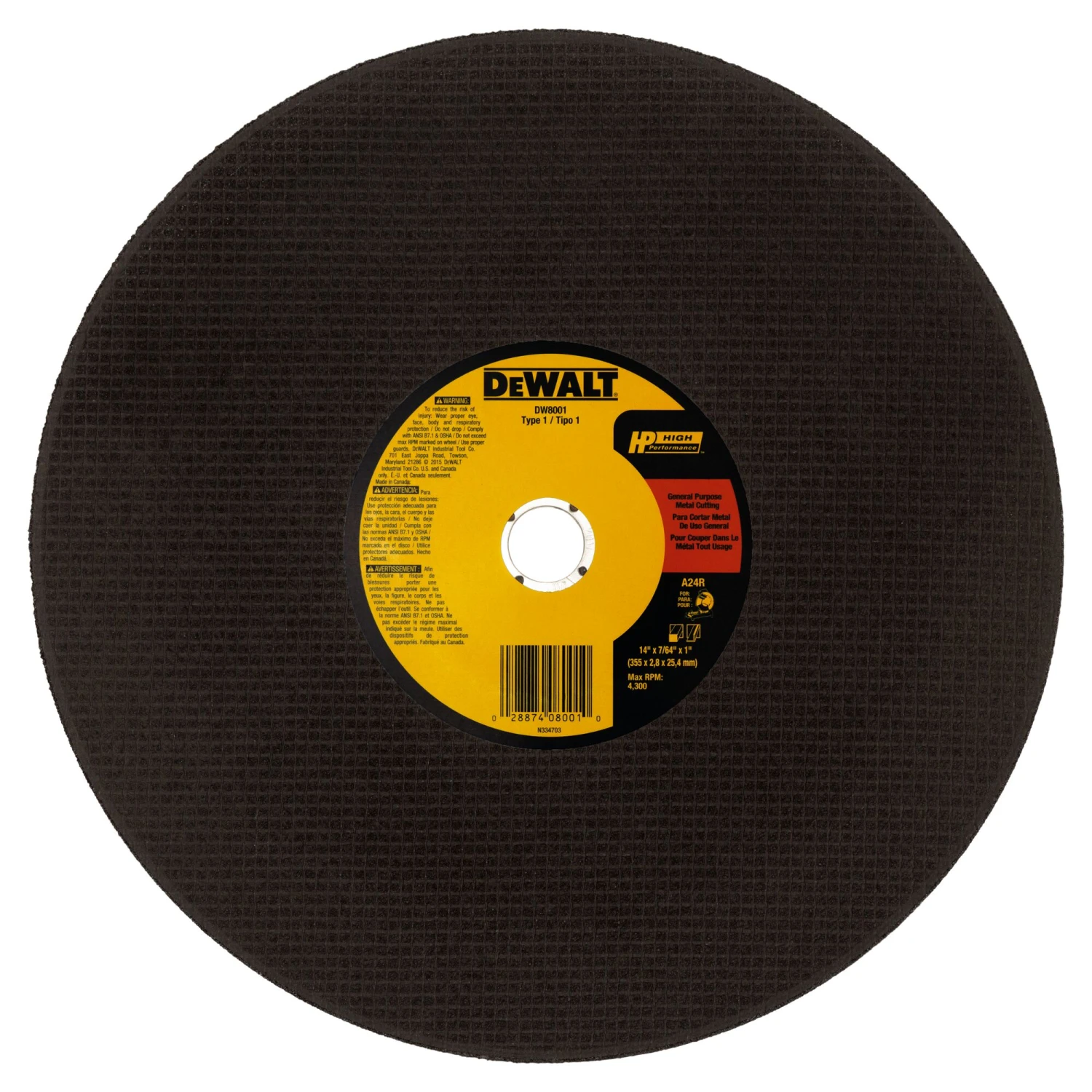 DEWALT 14.0-in Aluminum Oxide Cut-off Wheel 1 DEWALT 14.0-in Aluminum Oxide Cut-off Wheel
