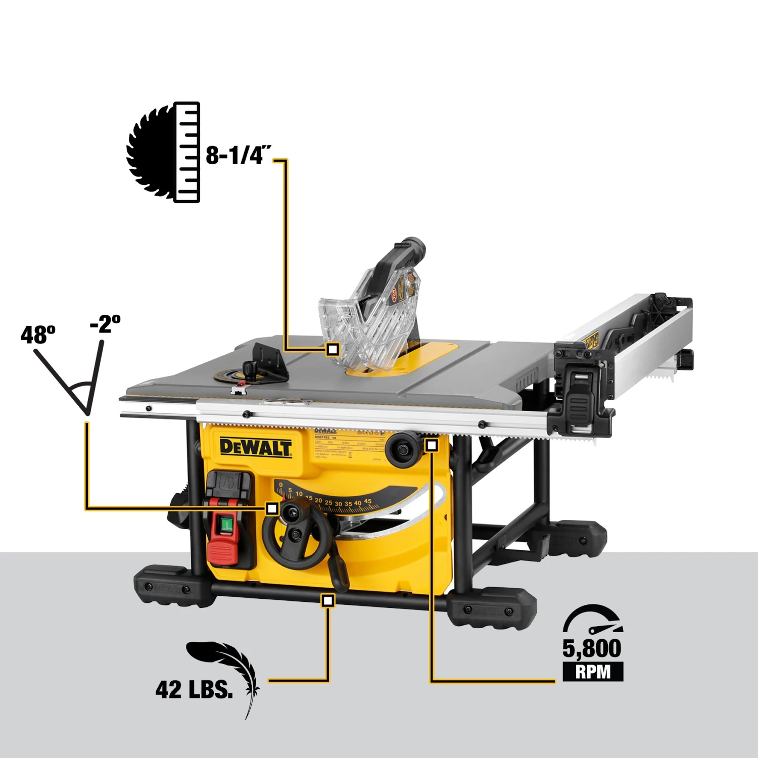 DEWALT 8.25-in 15 -Amp Portable Jobsite Table Saw With Folding Stand 4 DEWALT 8.25-in 15 -Amp Portable Jobsite Table Saw With Folding Stand - Image 4