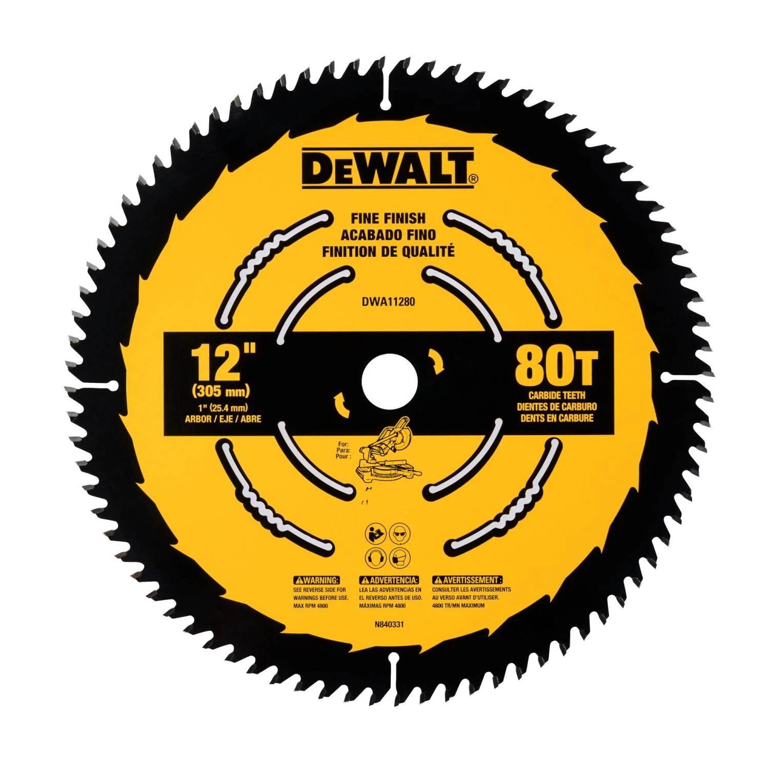 DEWALT Large Diameter Saw Blades 12-in 80 -Tooth Fine Finish Tungsten Carbide-tipped Steel Miter Saw Blade Individual 2 DEWALT Large Diameter Saw Blades 12-in 80 -Tooth Fine Finish Tungsten Carbide-tipped Steel Miter Saw Blade Individual - Image 2