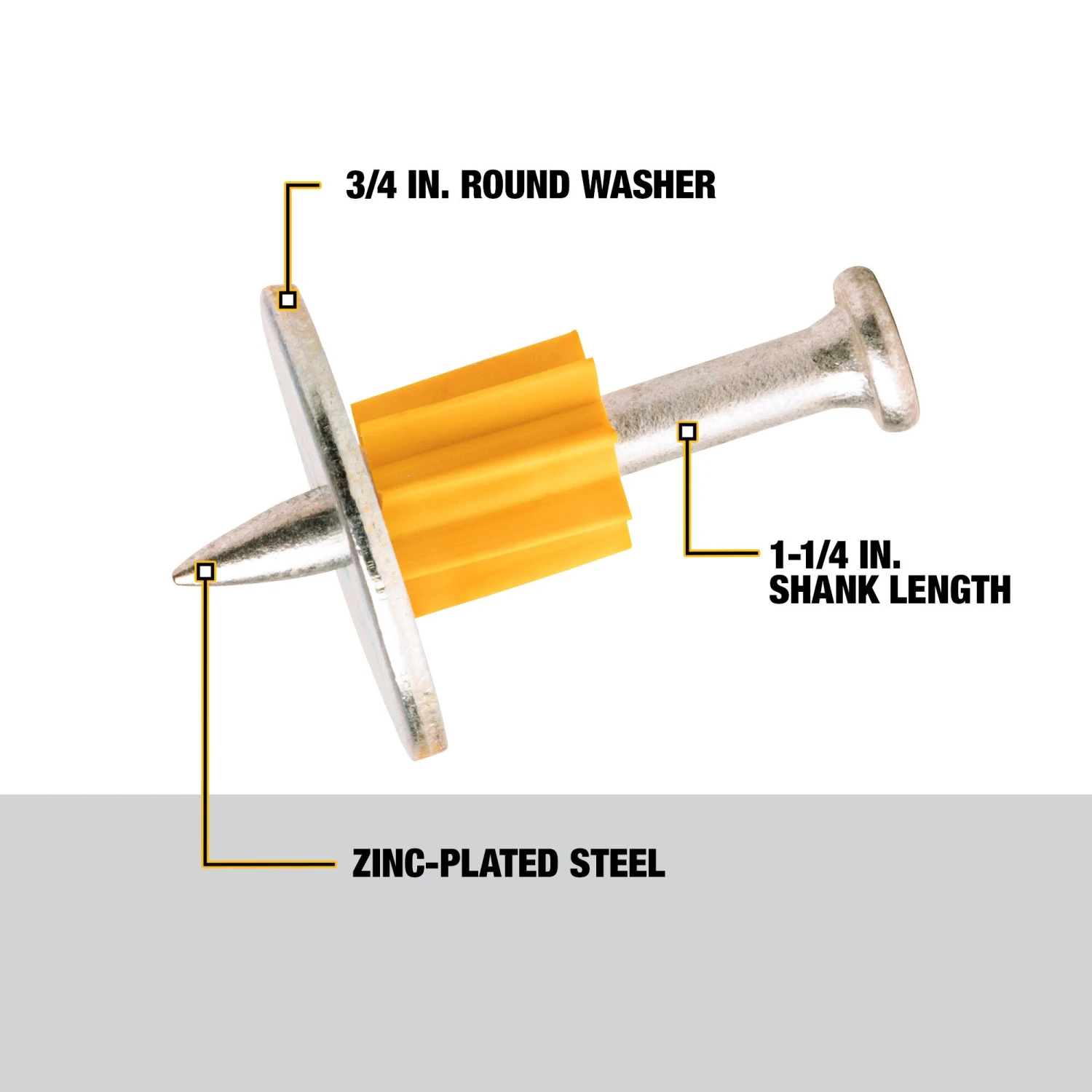 DEWALT 100 -Pack 1-1/4-in Washered Drive Pin 2 DEWALT 100 -Pack 1-1/4-in Washered Drive Pin - Image 2
