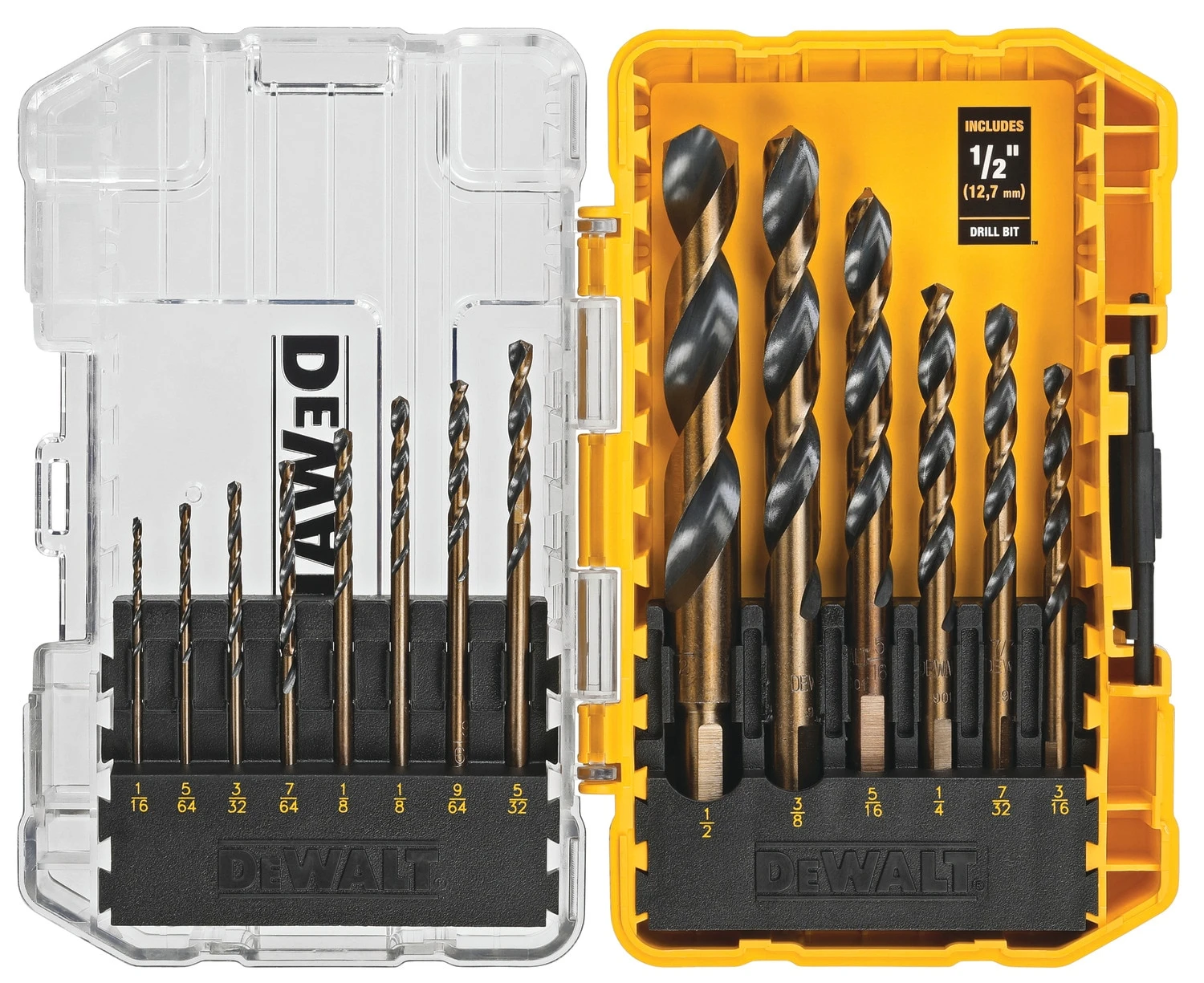 DEWALT 14 -Piece Assorted X Black And Gold Coated HSS Jobber Length Twist Drill Bit Set 1 DEWALT 14 -Piece Assorted X Black And Gold Coated HSS Jobber Length Twist Drill Bit Set