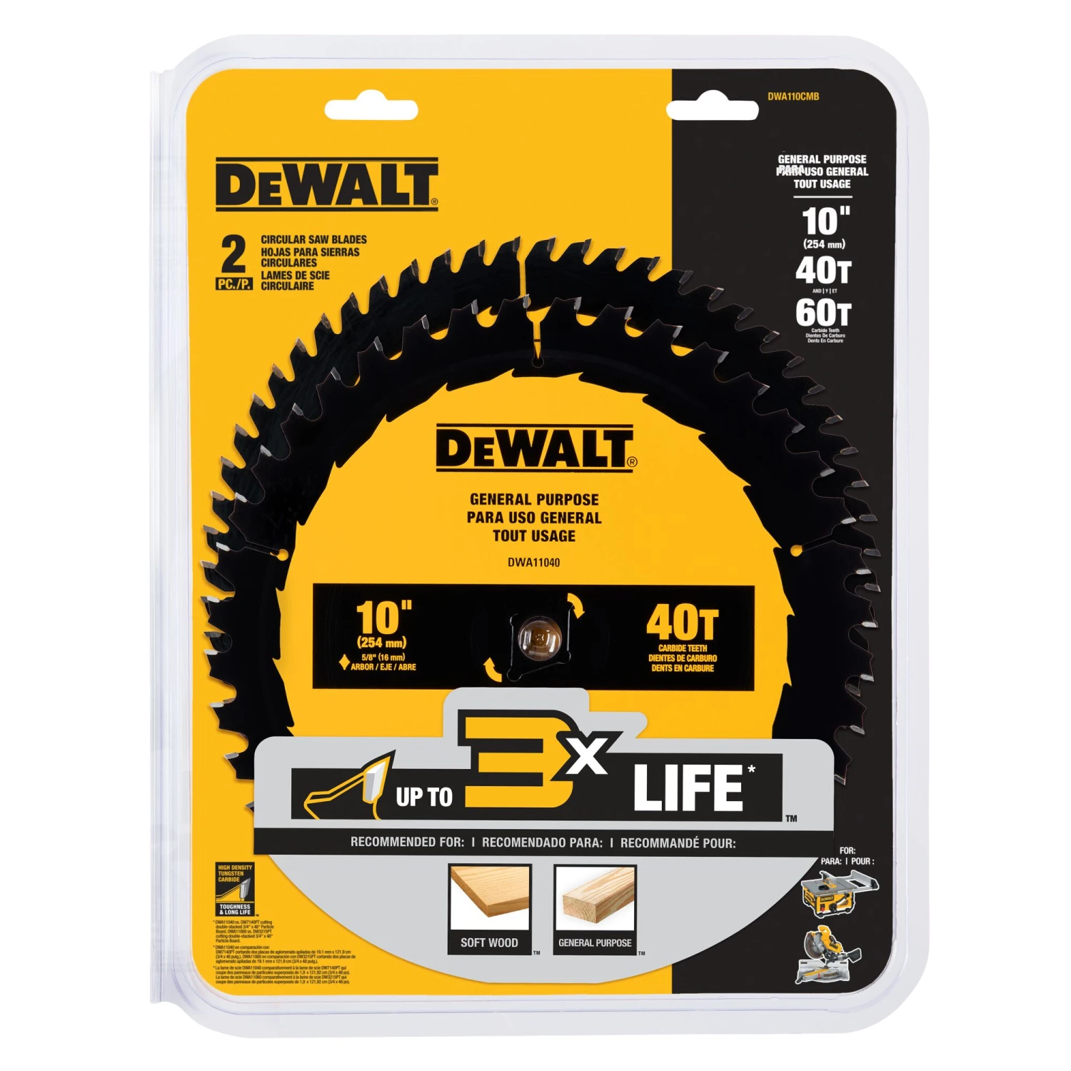 DEWALT 10-in 40 And 60 -Tooth Fine Finish Carbide Miter/Table Saw Blade Set 2 -Pack 6 DEWALT 10-in 40 And 60 -Tooth Fine Finish Carbide Miter/Table Saw Blade Set 2 -Pack - Image 6