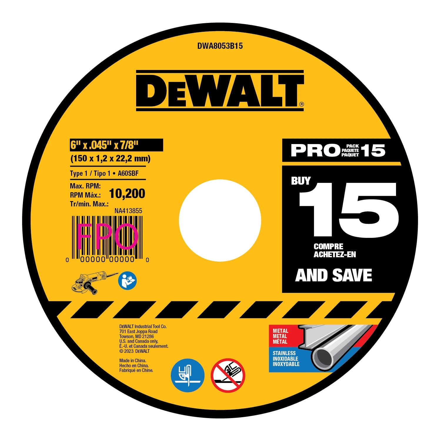 DEWALT 15 Pack Cut-Off Wheels 15 -Pack 6-in Bonded Abrasive Cut-off Wheel 1 DEWALT 15 Pack Cut-Off Wheels 15 -Pack 6-in Bonded Abrasive Cut-off Wheel