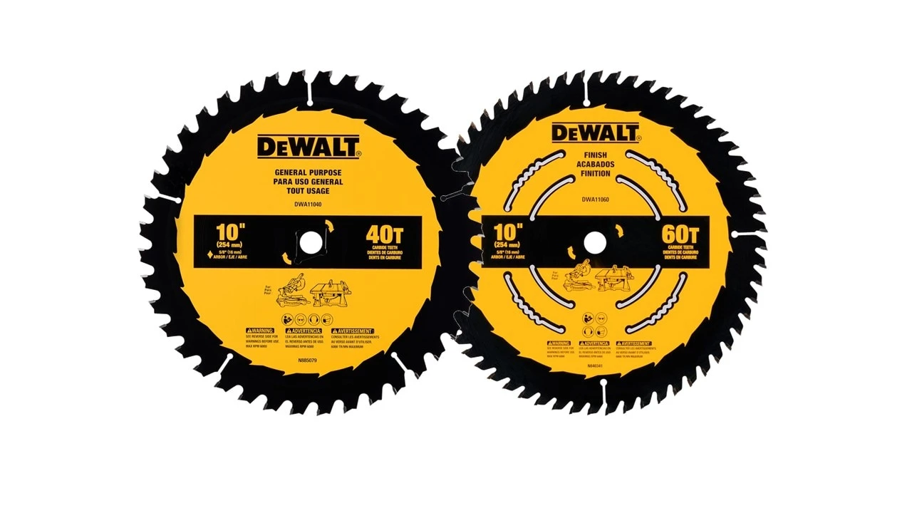 DEWALT 10-in 40 And 60 -Tooth Fine Finish Carbide Miter/Table Saw Blade Set 2 -Pack 1 DEWALT 10-in 40 And 60 -Tooth Fine Finish Carbide Miter/Table Saw Blade Set 2 -Pack