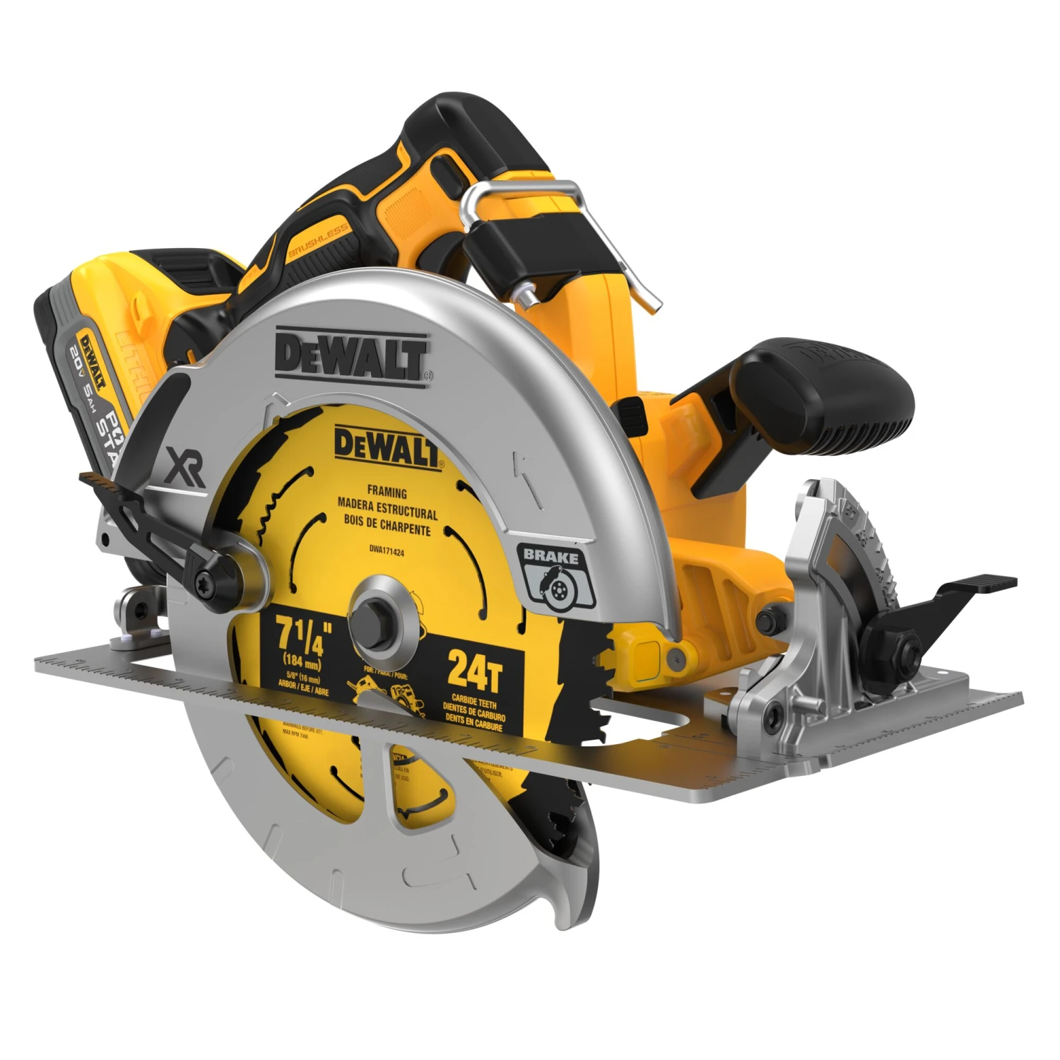 DEWALT XR 20-volt Max 7-1/4-in Brushless Cordless Circular Saw Kit (Battery Included And Charger Included) 9 DEWALT XR 20-volt Max 7-1/4-in Brushless Cordless Circular Saw Kit (Battery Included And Charger Included) - Image 9