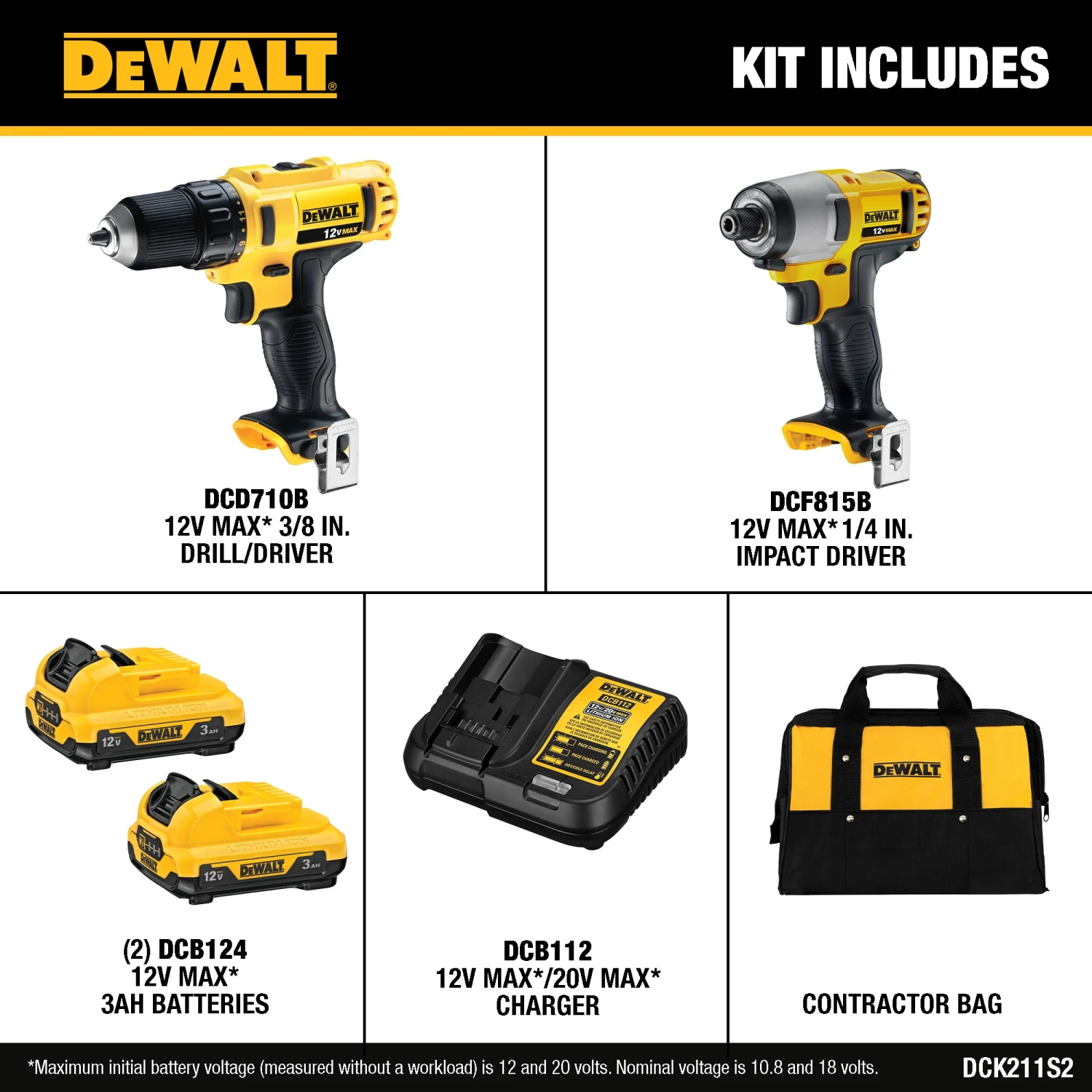 DEWALT 2-Tool 12-Volt Max Power Tool Combo Kit With Soft Case (2-Batteries And Charger Included) 2 DEWALT 2-Tool 12-Volt Max Power Tool Combo Kit With Soft Case (2-Batteries And Charger Included) - Image 2