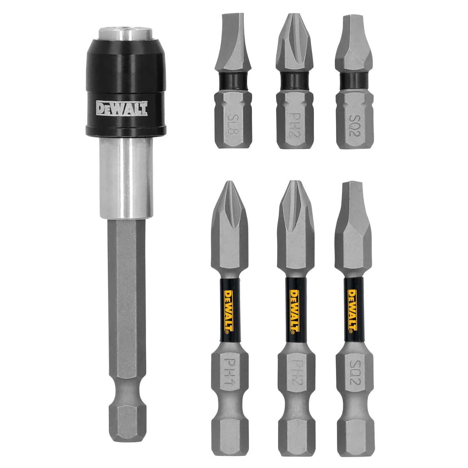 DEWALT TOUGH GRIP 7 -Pack Magnetic Screwdriving Bit Holder Set 1 DEWALT TOUGH GRIP 7 -Pack Magnetic Screwdriving Bit Holder Set