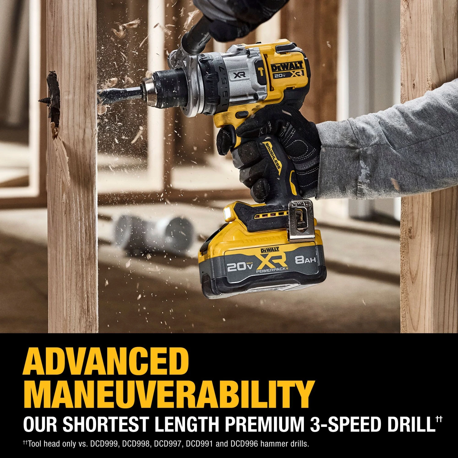 DEWALT XR 1/2-in 20-volt Max Variable Speed Brushless Cordless Hammer Drill ( 1 -Batteries And Charger Included ) 8 DEWALT XR 1/2-in 20-volt Max Variable Speed Brushless Cordless Hammer Drill ( 1 -Batteries And Charger Included ) - Image 8