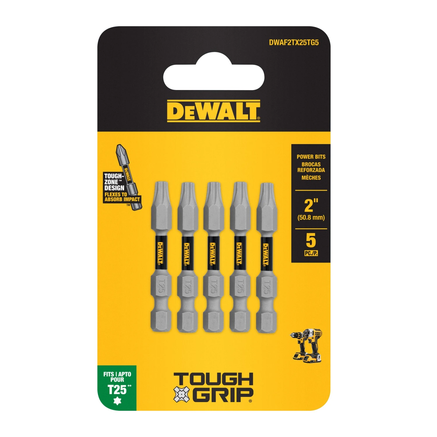 DEWALT TOUGH GRIP 2-in T25 Torx Screwdriver Bit Set 5 -Piece 4 DEWALT TOUGH GRIP 2-in T25 Torx Screwdriver Bit Set 5 -Piece - Image 4
