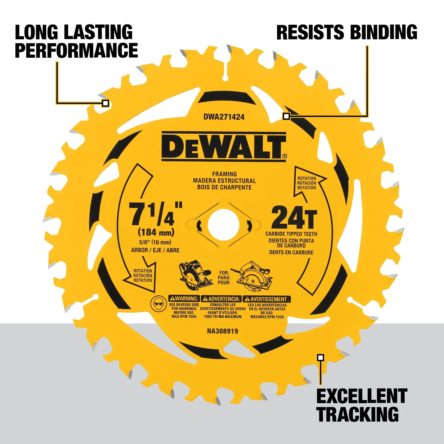 DEWALT 7-1/4-in 24 -Tooth Rough Finish Tungsten Carbide-tipped Steel Circular Saw Blade Set 3 -Pack 2 DEWALT 7-1/4-in 24 -Tooth Rough Finish Tungsten Carbide-tipped Steel Circular Saw Blade Set 3 -Pack - Image 2