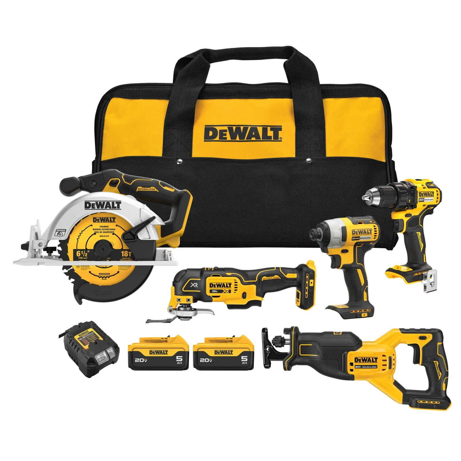 DEWALT 20V MAX 5-Tool Power Tool Combo Kit (2-Batteries And Charger Included) 1 DEWALT 20V MAX 5-Tool Power Tool Combo Kit (2-Batteries And Charger Included)