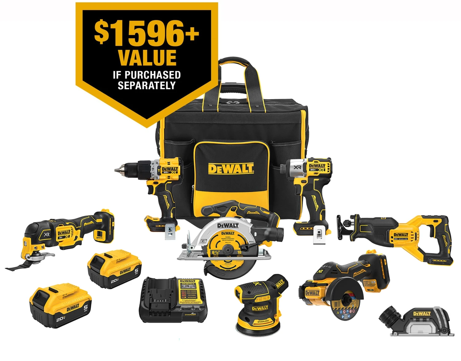 DEWALT 20-volt Max 7-Tool Brushless Power Tool Combo Kit With Soft Case (2-Batteries Included And Charger Included) 3 DEWALT 20-volt Max 7-Tool Brushless Power Tool Combo Kit With Soft Case (2-Batteries Included And Charger Included) - Image 3