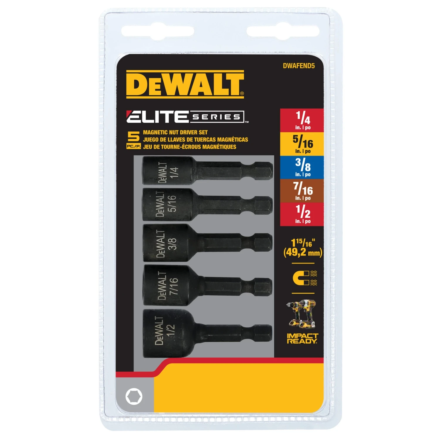 DEWALT 1/4-in X 1-15/16-in Nutsetter Impact Driver Bit Set 5 -Piece 1 DEWALT 1/4-in X 1-15/16-in Nutsetter Impact Driver Bit Set 5 -Piece